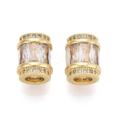 Brass Micro Pave Cubic Zirconia Beads X-KK-P237-02G-1