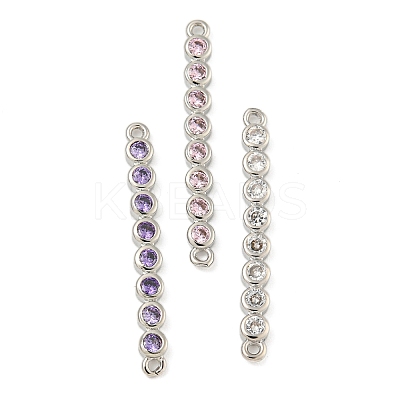 Brass Pave Cubic Zirconia Three Flat Round Links Connector Charms KK-P277-52D-A-1