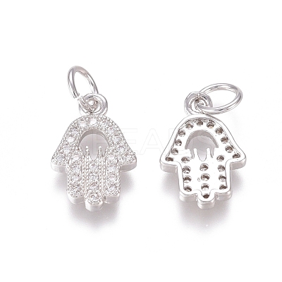 Brass Micro Pave Clear Cubic Zirconia Charms ZIRC-I036-08P-1