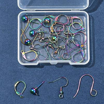 32Pcs 4 Styles Stainless Steel French Earring Hooks & Leverback Earring Findings & Ball Stud Earring Post & Earring Hooks Findings Kits STAS-FS0001-62-1