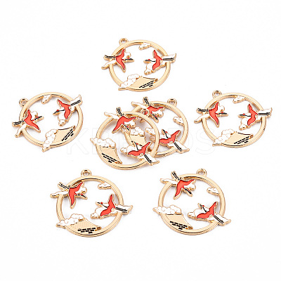 Eco-Friendly Alloy Enamel Pendants ENAM-T011-81B-NR-1