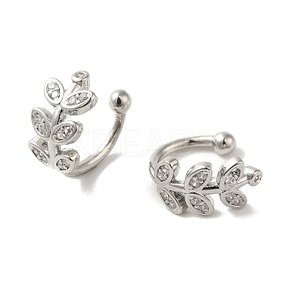 Rack Plating Brass Micro Pave Cubic Zirconia Cuff Earrings EJEW-R162-46P-1