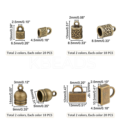 152Pcs 8 Style Tibetan Style Alloy Cord Ends FIND-PH0006-27-1