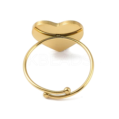 Ion Plating(IP) Heart 304 Stainless Steel Enamel Ring RJEW-A038-19G-05-1