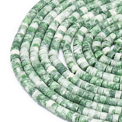 Natural Green Spot Jasper Beads Strands G-P575-B18-4x2mm-1