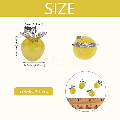 10Pcs Apple Gemstone Charm Pendant Crystal Quartz Healing Natural Stone Pendants Pink Silver Buckle for Jewelry Necklace Earring Making Crafts JX525D-1