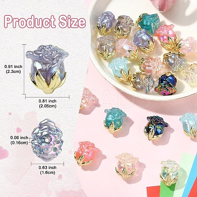 5Pcs UV Plating Transparent Acrylic Beads MACR-YW0004-28A-1