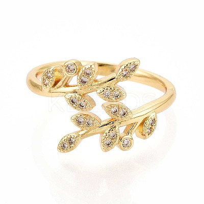 Brass Micro Pave Cubic Zirconia Cuff Rings for Women KK-T071-58G-1