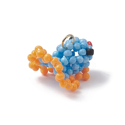 Glass Seed Beaded Gold Fish Pendants PALLOY-MZ00561-02-1
