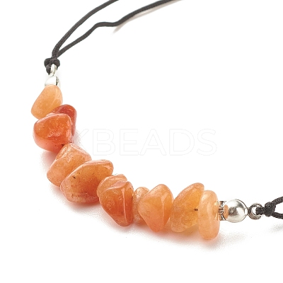 Natural Red Aventurine Chips Braided Bead Bracelet BJEW-JB08019-03-1