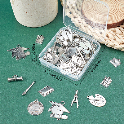 72Pcs 12 Style Graduation Theme Tibetan Style Alloy Pendants TIBE-SC0001-71-1