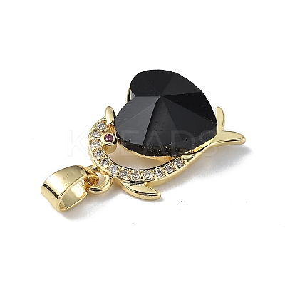 Real 18K Gold Plated Rack Plating Brass Micro Pave Clear Cubic Zirconia Pendants KK-C015-22G-16-1