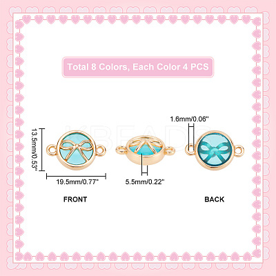 32Pcs 8 Colors Glass connector Charms GLAA-PH0002-22-1