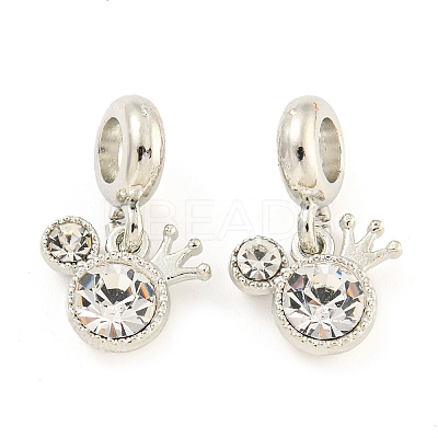 Rack Plating Alloy Pave Crystal Rhinestone Crown European Dangle Charms FIND-B034-16P-1
