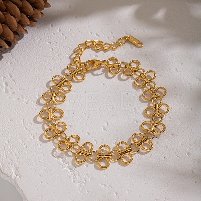 European Style 304 Stainless Steel Four-Leaf Clover Link Chain Bracelets for Women LS-IC5351-2-1