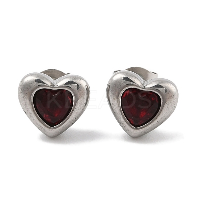 Ion Plating(IP) 304 Stainless Steel Heart Stud Earrings EJEW-C099-13PG-01-1