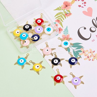 16Pcs 8 Colors Alloy Enamel Pendants ENAM-SZ0001-38LG-1
