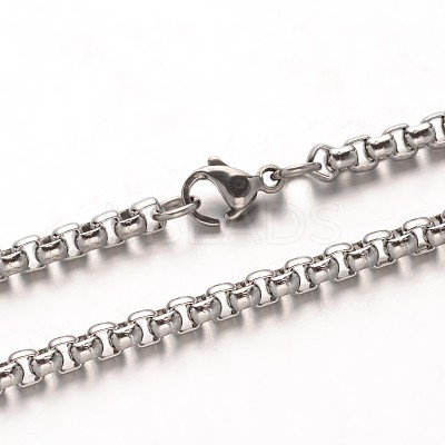 Tarnish Resistant 304 Stainless Steel Box Chain Necklaces NJEW-M124-08P-1