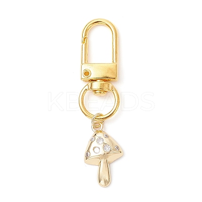 Mushroom Brass Micro Pave Cubic Zirconia Pendant Decorations HJEW-JM03953-1