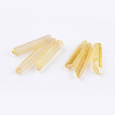 Electroplated Natural Quartz Crystal Graduated Beads Strands G-P315-A-1