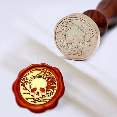 Brass Wax Seal Stamp with Handle AJEW-WH0184-1149-1