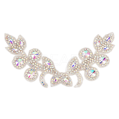 Flower Pattern Rhinstone Appliques AJEW-FG0002-40B-1