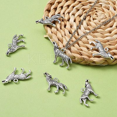 Tibetan Style Alloy Howling Wolf Pendants LF1753Y-NF-1