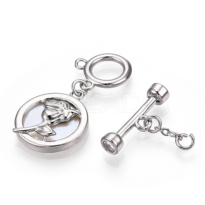 White Shell Toggle Clasps KK-P223-12P-02-1