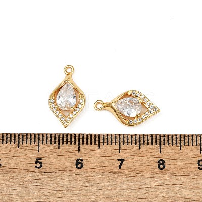 Brass Micro Pave Clear Cubic Zirconia Pendants KK-B137-20G-01-1