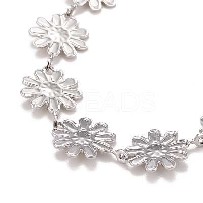 Enamel Daisy Link Chains Bracelet BJEW-P271-01P-01-1