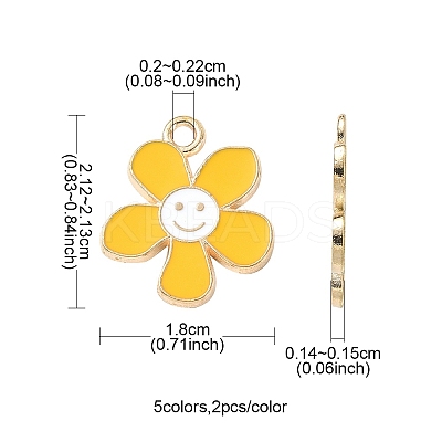 10Pcs 5 Colors Alloy Enamel Pendants ENAM-YW0002-96-1