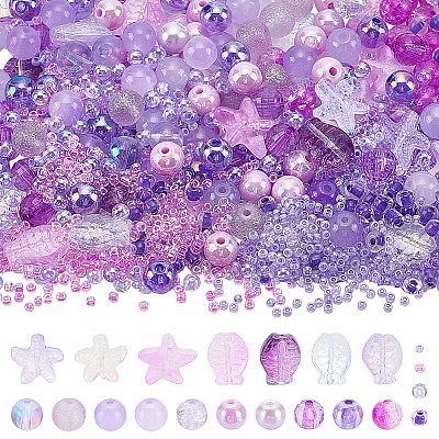 Transparent Spray Painted Glass & Acrylic Beads Kits GLAA-NB0001-82-1