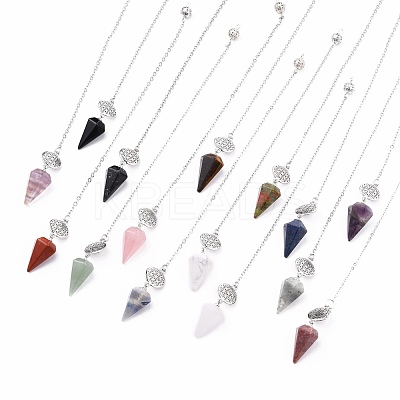Natural & Synthetic Mixed Stone Hexagonal Pointed Dowsing Pendulums G-A024-D-1