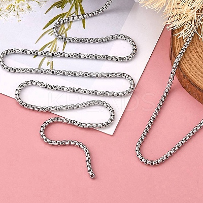 Non-Tarnish 3.28 Feet 304 Stainless Steel Box Chains X-CHS-K001-37B-1