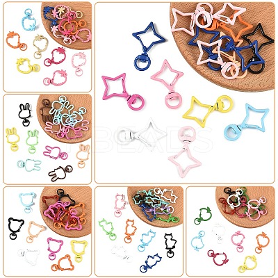 15Pcs Spray Painted Alloy Swivel Lobster Claw Clasps FIND-YW0010-11-1