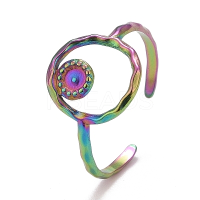 Rainbow Color Ion Plating(IP) 304 Stainless Steel Open Cuff Rings RJEW-A005-08-1