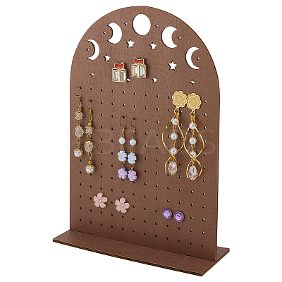Hollow Moon Wood Earring Organizer Display Stands EDIS-WH0050-02A-1