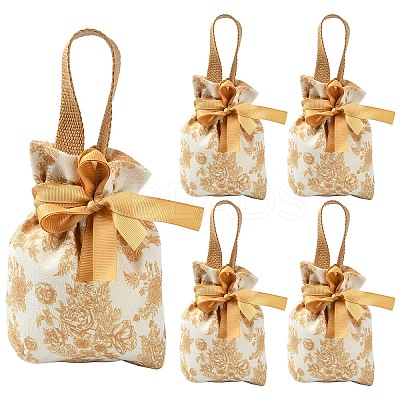 Floral Printed Cloth Candy Gift Packaging Candy Bags with Handles LS-AJEW-YWC0005-01B-1