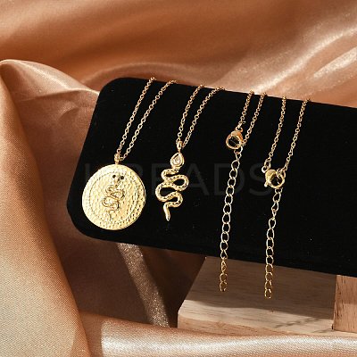 304 Stainless Steel Stackable Double Layer Necklaces NJEW-S435-03G-B-1