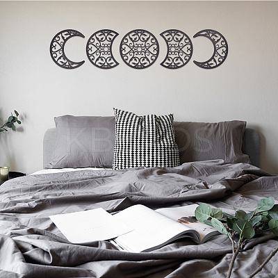 Wooden Moon Phase Decor Wall Decorations Set AJEW-WH0258-790B-1