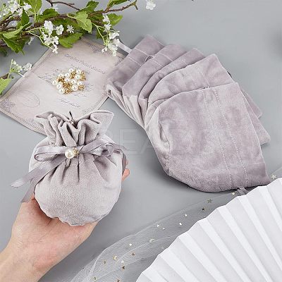 Velvet Jewelry Bags with Drawstring & Plastic Imitation Pearl TP-NB0001-20D-1