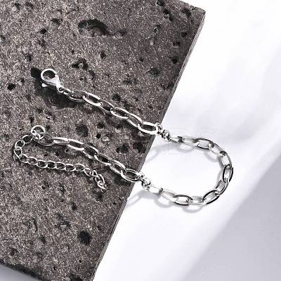 Non-Tarnish 304 Stainless Steel Cable Chain Bracelet for Men Women BJEW-E031-05C-P-1