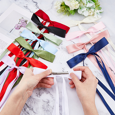 24Pcs 12 Colors Polyester Ribbon Bowknot Alligator Hair Clips PHAR-FH0001-04-1
