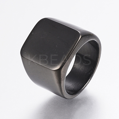 304 Stainless Steel Signet Band Rings for Men RJEW-G091-16-B-1