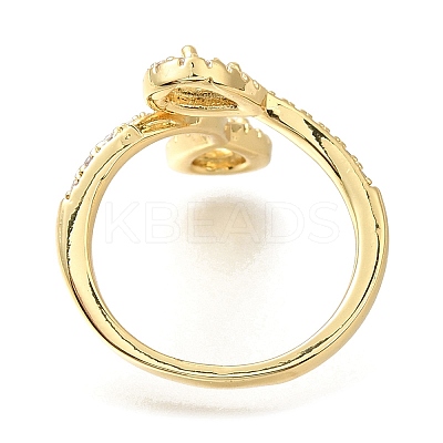 Teardrop Rack Plating Brass Micro Pave Cubic Zirconia Open Cuff Rings for Women RJEW-M022-34G-1