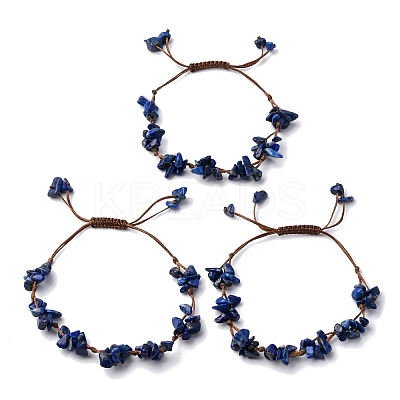 Adjustable Natural Lapis Lazuli Braided Bead Bracelets for Women BJEW-U035-02G-1