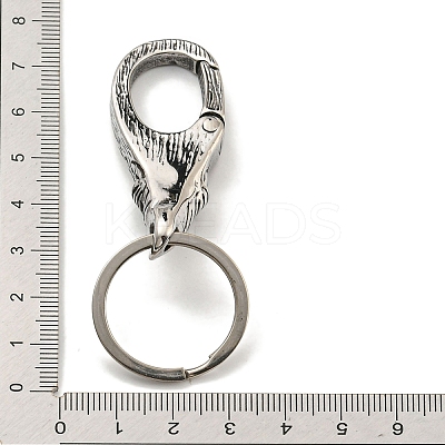 Tibetan Style 316 Surgical Stainless Steel Fittings with 304 Stainless Steel Key Ring FIND-Q101-01AS-1