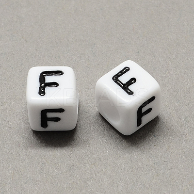 Large Hole Acrylic Letter European Beads SACR-Q103-6mm-01F-1