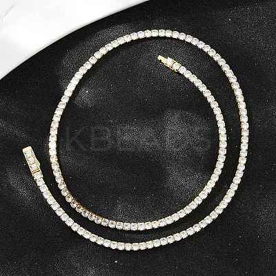925 Sterling Silver Pave Crystal Cubic Zirconia Tennis Necklaces for Women NJEW-C096-01B-G02-1