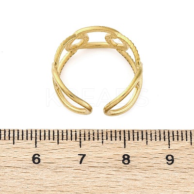 Oval 304 Stainless Steel Open Cuff Ring for Women LS-RJEW-Z083-03G-01-1
